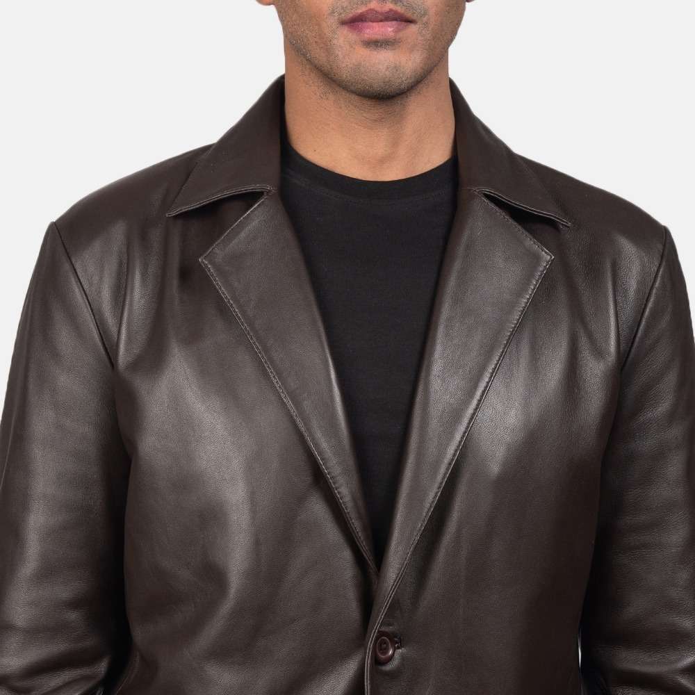 Daron Brown Leather Blazer - Image 4