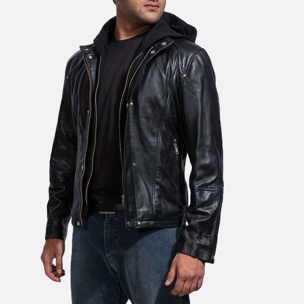Highschool Black Leather Jacket For Men - Image 2