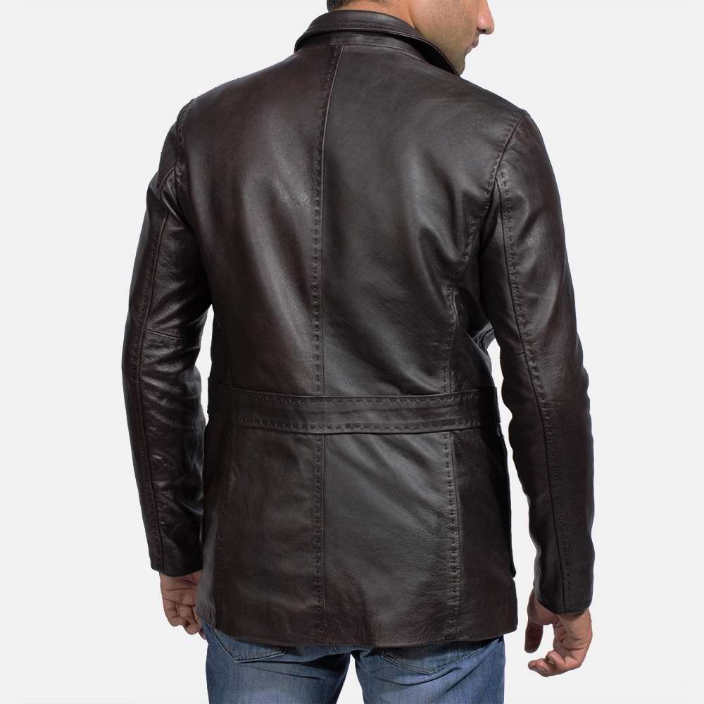 Wine Black Leather Blazer - Image 2