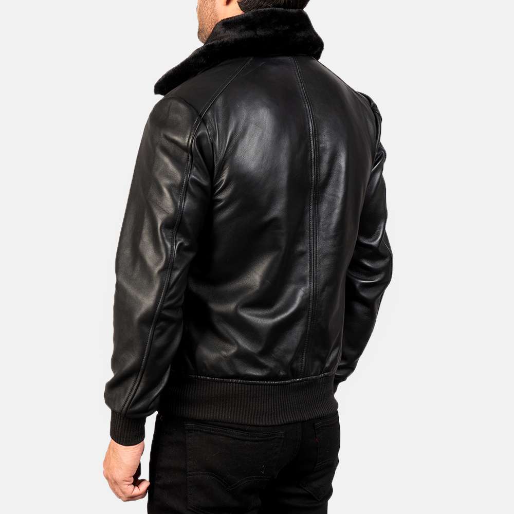 Airin G-1 Black Leather Bomber Jacket - Image 2