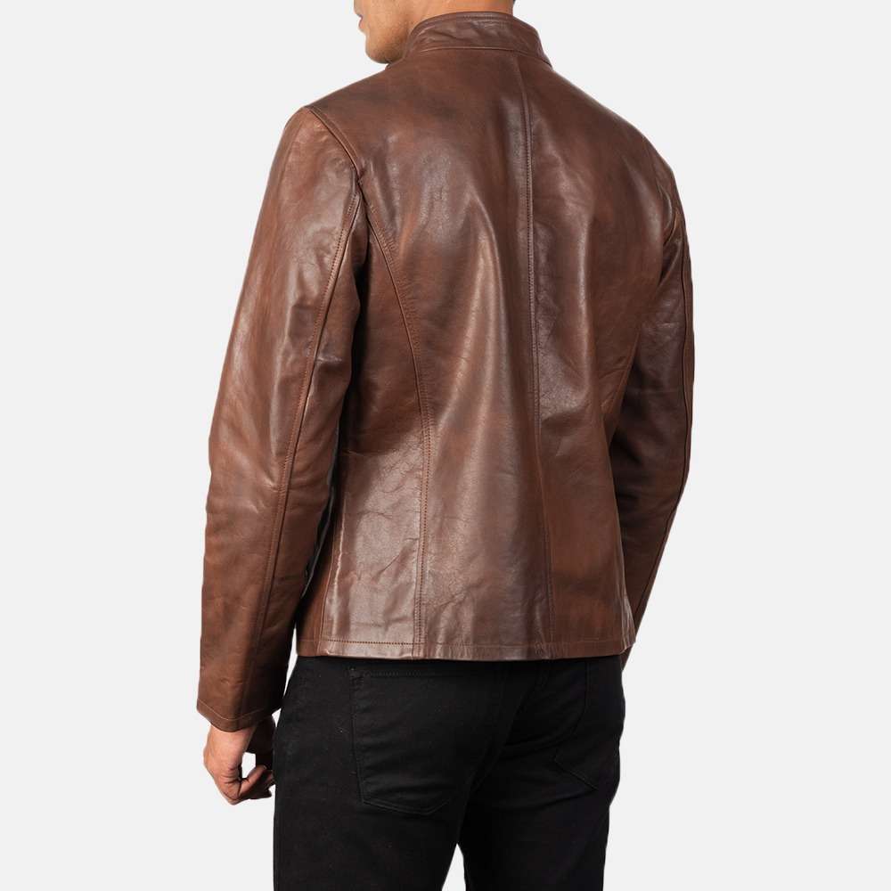 Alex Brown Leather Biker Jacket - Image 2