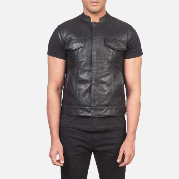 Atlas Moto Black Leather Vest