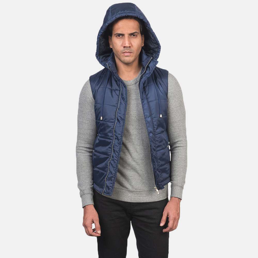 Fuston Blue Hooded Puffer Vest - Image 7