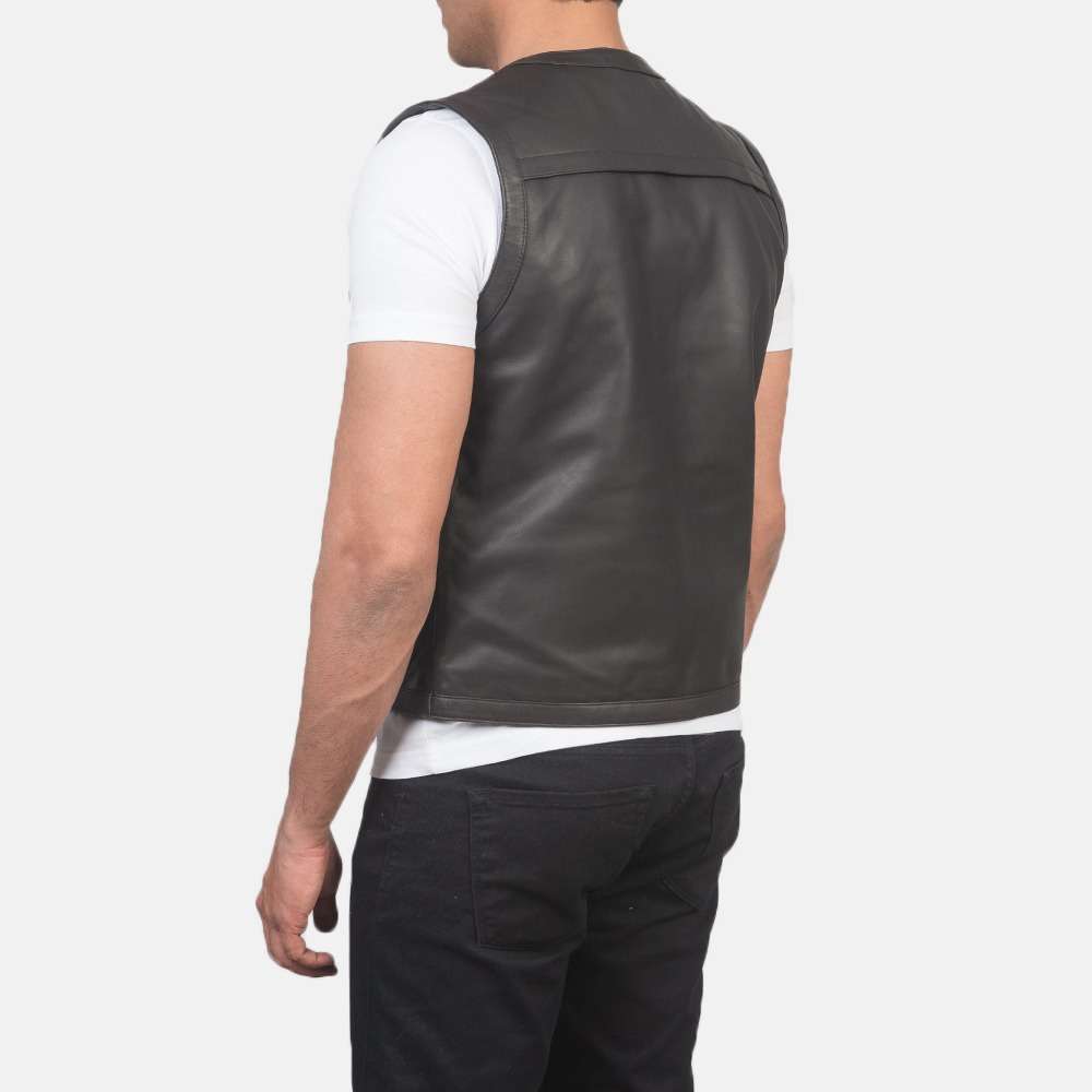 Safari Brown Leather Vest - Image 9