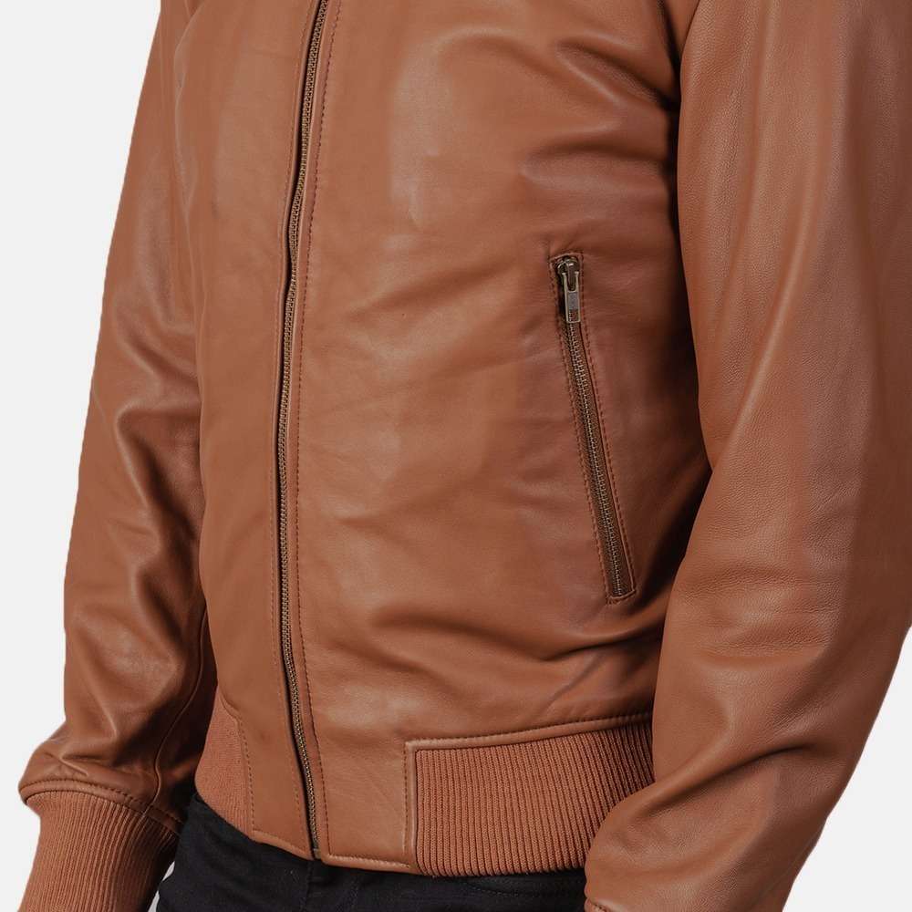 Shane Brown Leather Bomber Jacket - Image 2