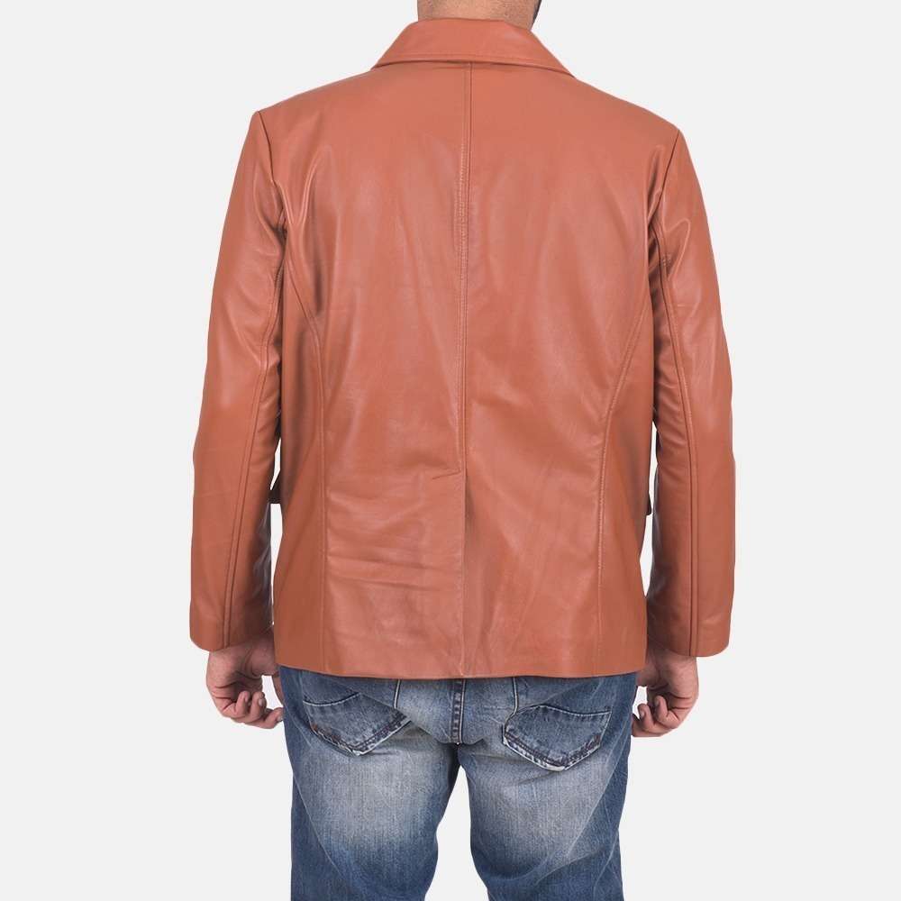 James Tan Brown Leather Blazer - Image 3