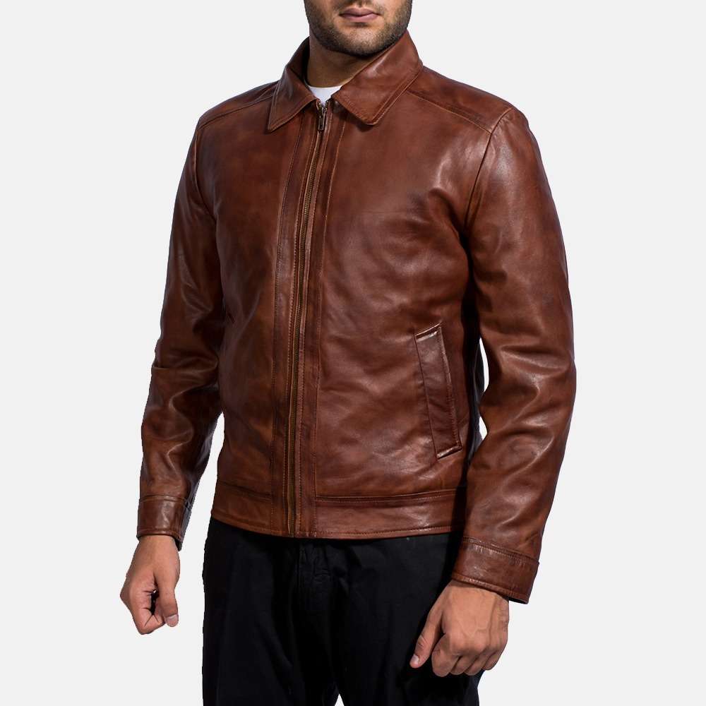 Inferno Brown Leather Jacket For Men - Image 2