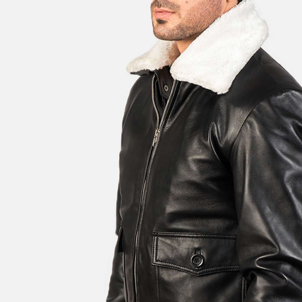 Airin G-1 Black Leather Bomber Jacket - Image 5