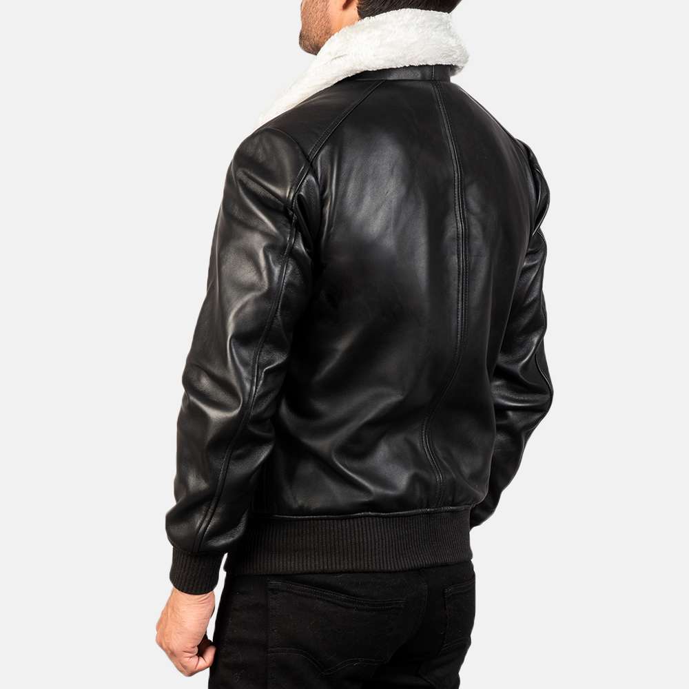 Airin G-1 Black & White Leather Bomber Jacket - Image 4