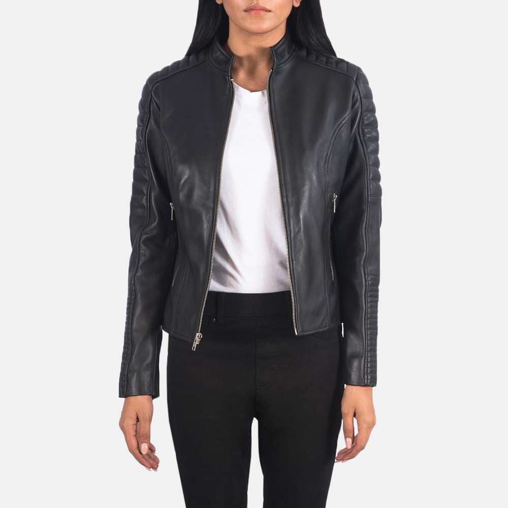 Adalyn Quilted Black Leather Biker Jacket - Image 5
