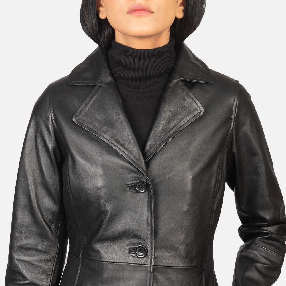 Hooded Leather Bomber Jacket - Image 2