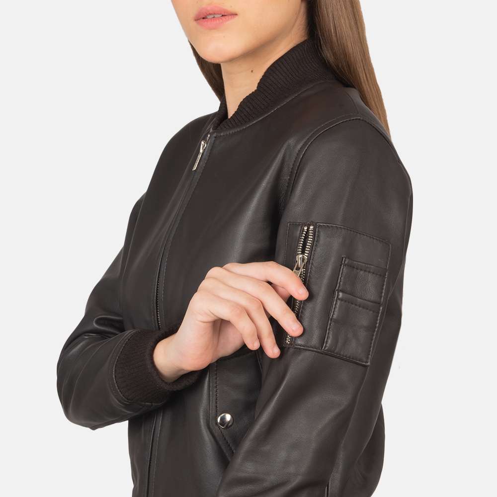 Ava Ma-1 Brown Leather Bomber Jacket - Image 5
