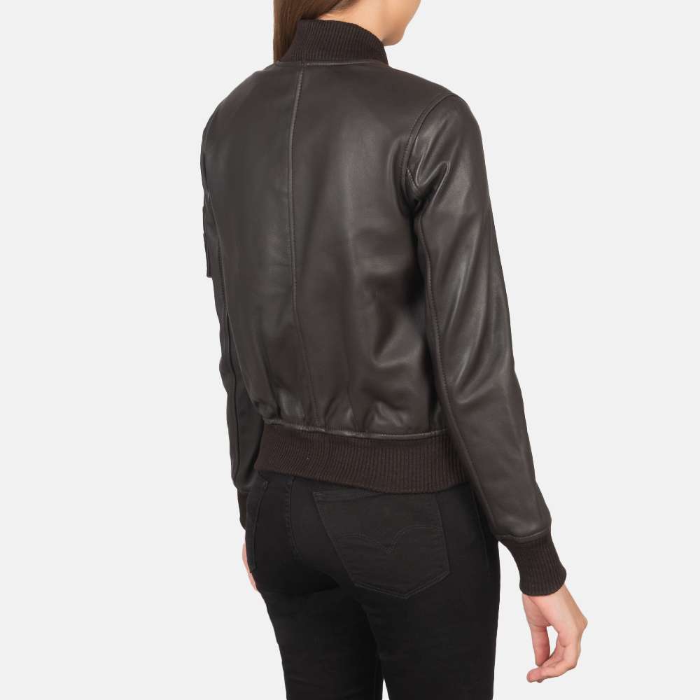 Ava Ma-1 Brown Leather Bomber Jacket - Image 6