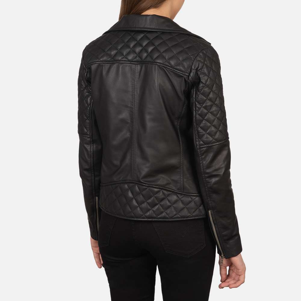 Carolyn Quilted Black Biker Jacket - Image 3