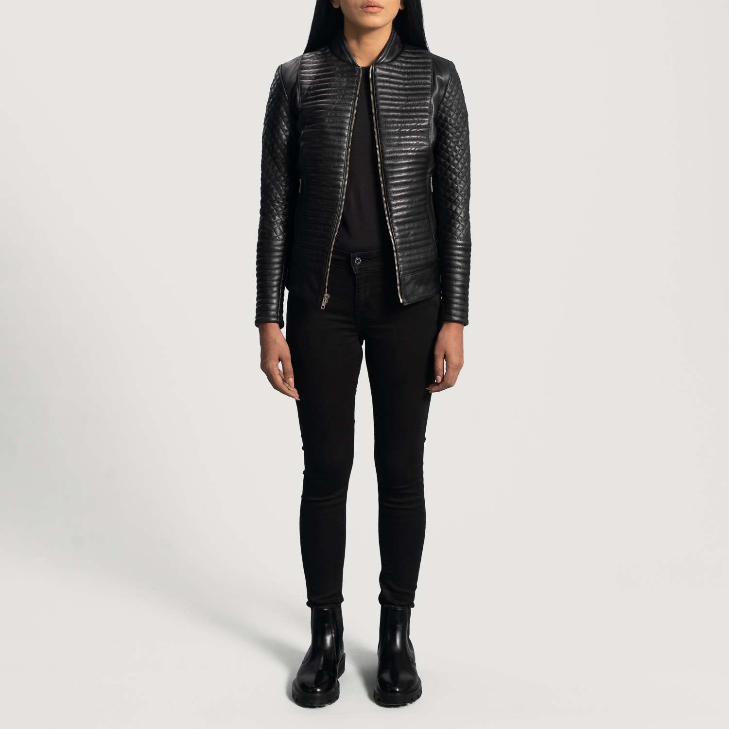 Cityscape Black Leather Biker Jacket - Image 2