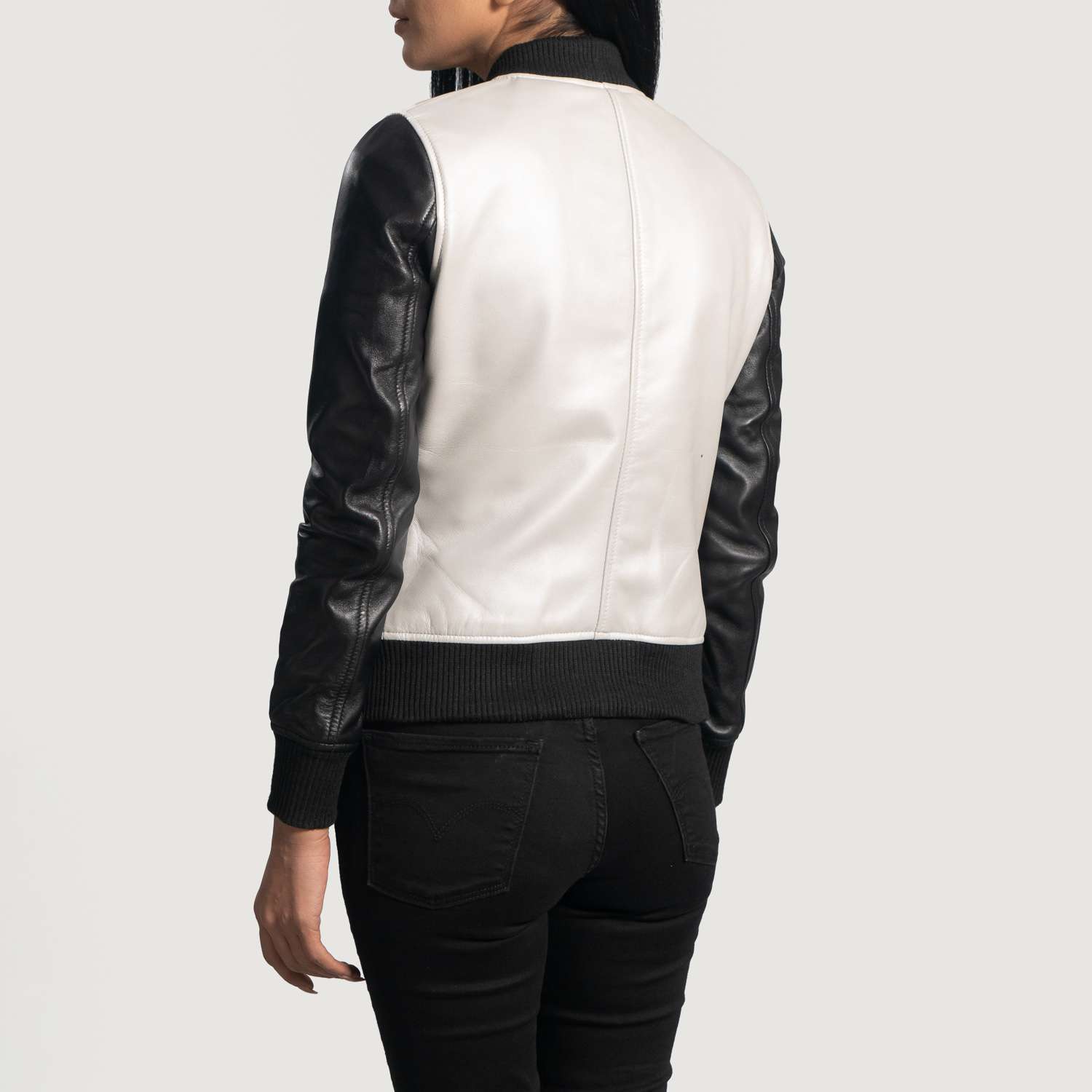 Cole Silver Leather Bomber Jacket - Image 4
